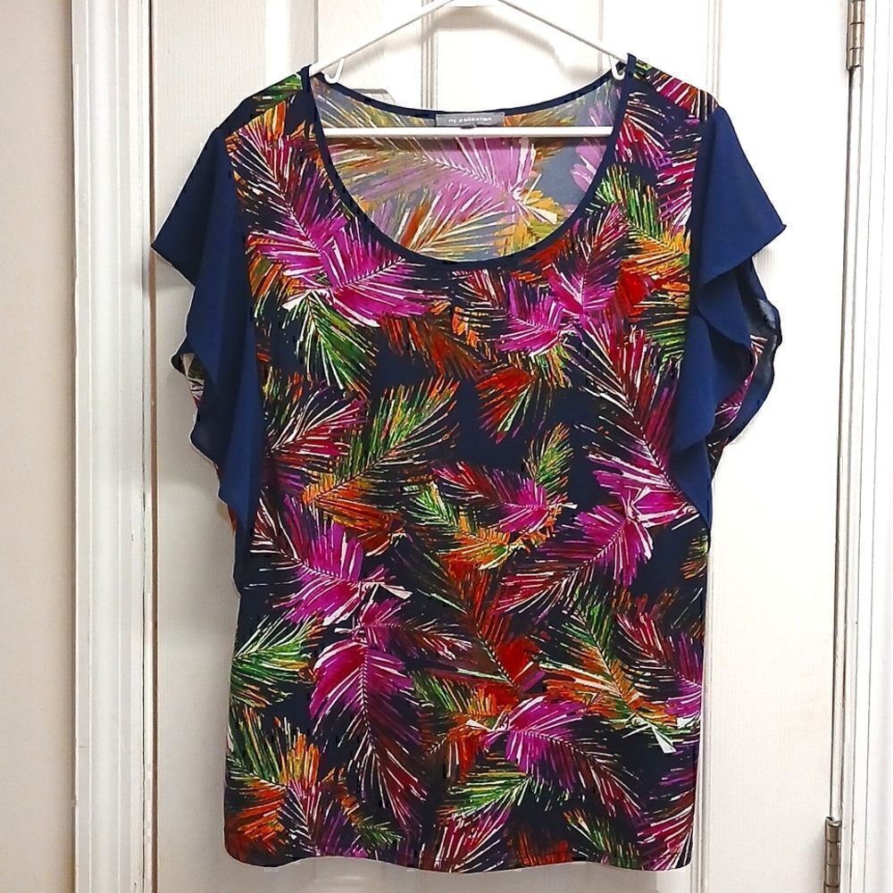 NY COLLECTION XL Women's Multi Colored Dress Blouse